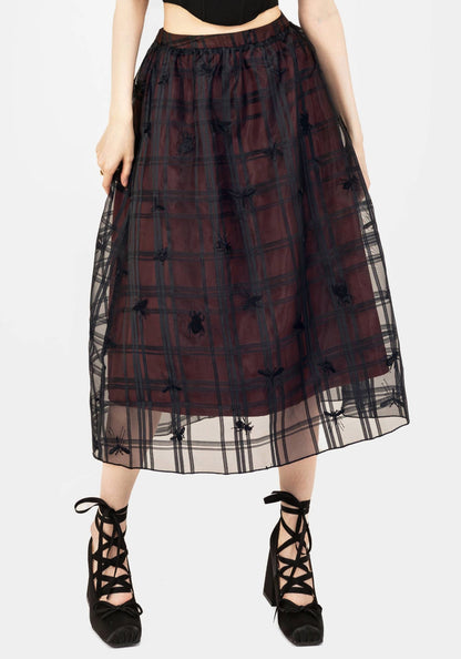 Sedona Organza Check Embroidered Midaxi Skirt