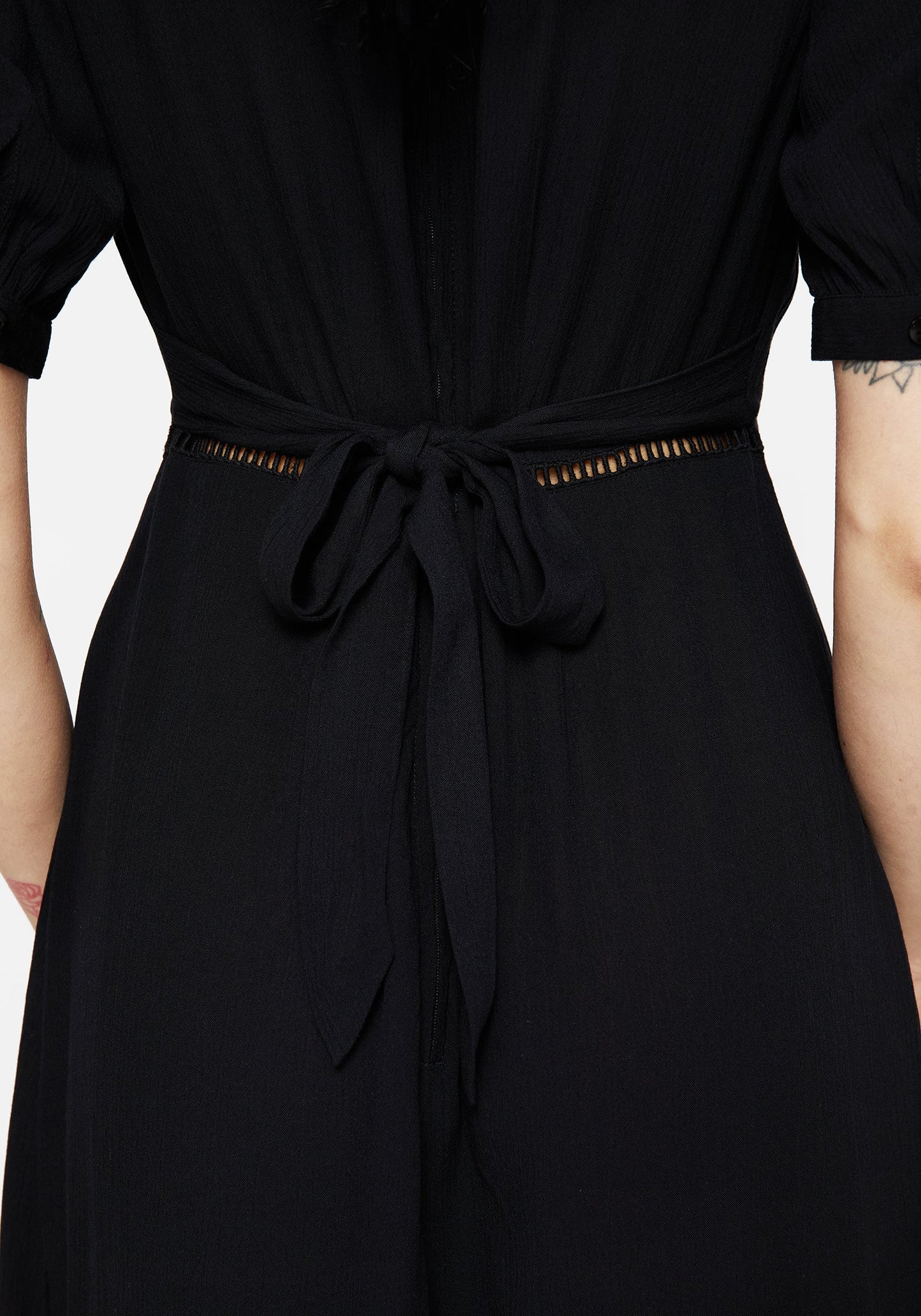 Blessing Puff Sleeve Tie Back Midi Dress