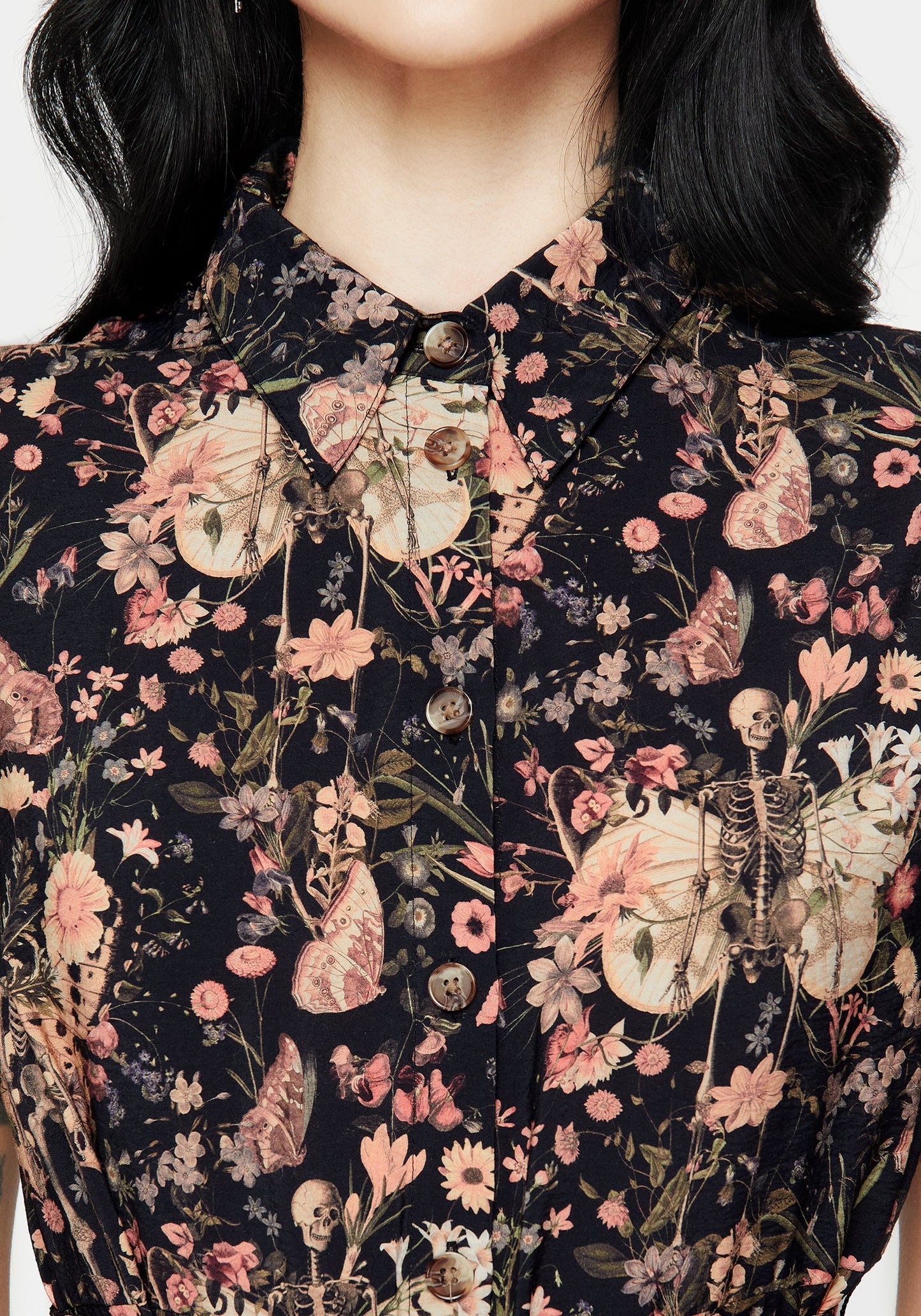 Pixie Floral Print Midi Shirt Dress