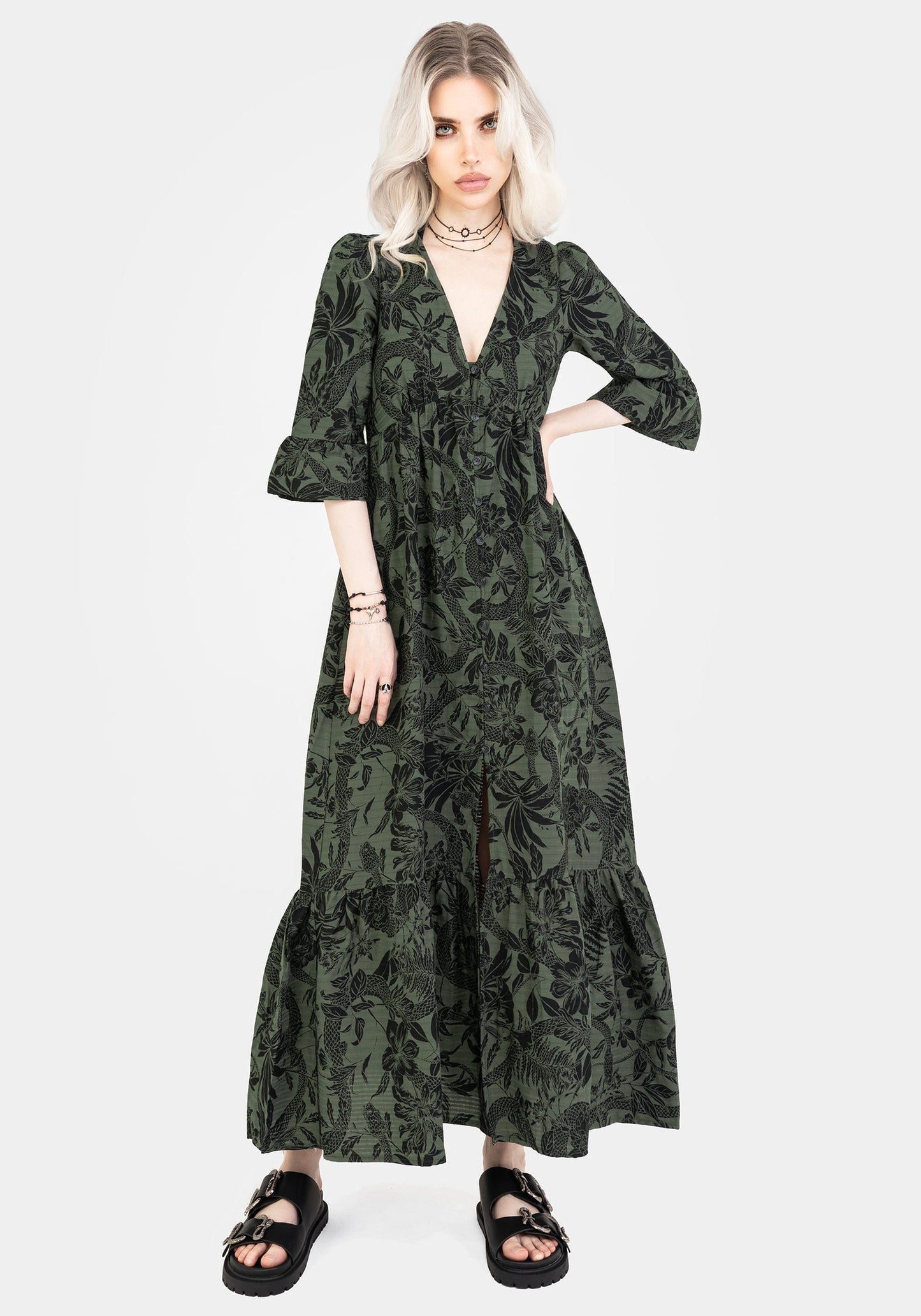 Bashe Cotton Maxi Over Dress - Green