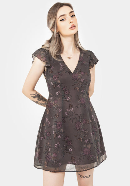 Arnora Chiffon Ruffle Detail Mini Dress