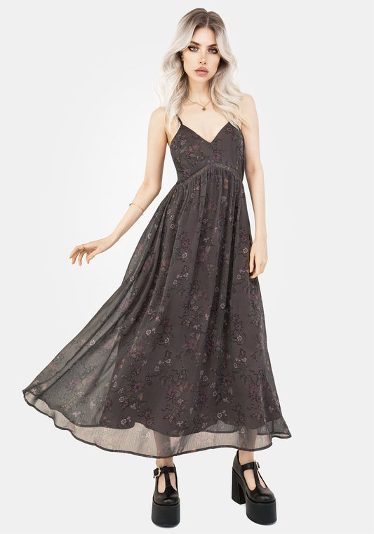 Arnora Chiffon Lace Insert Cami Midaxi Dress