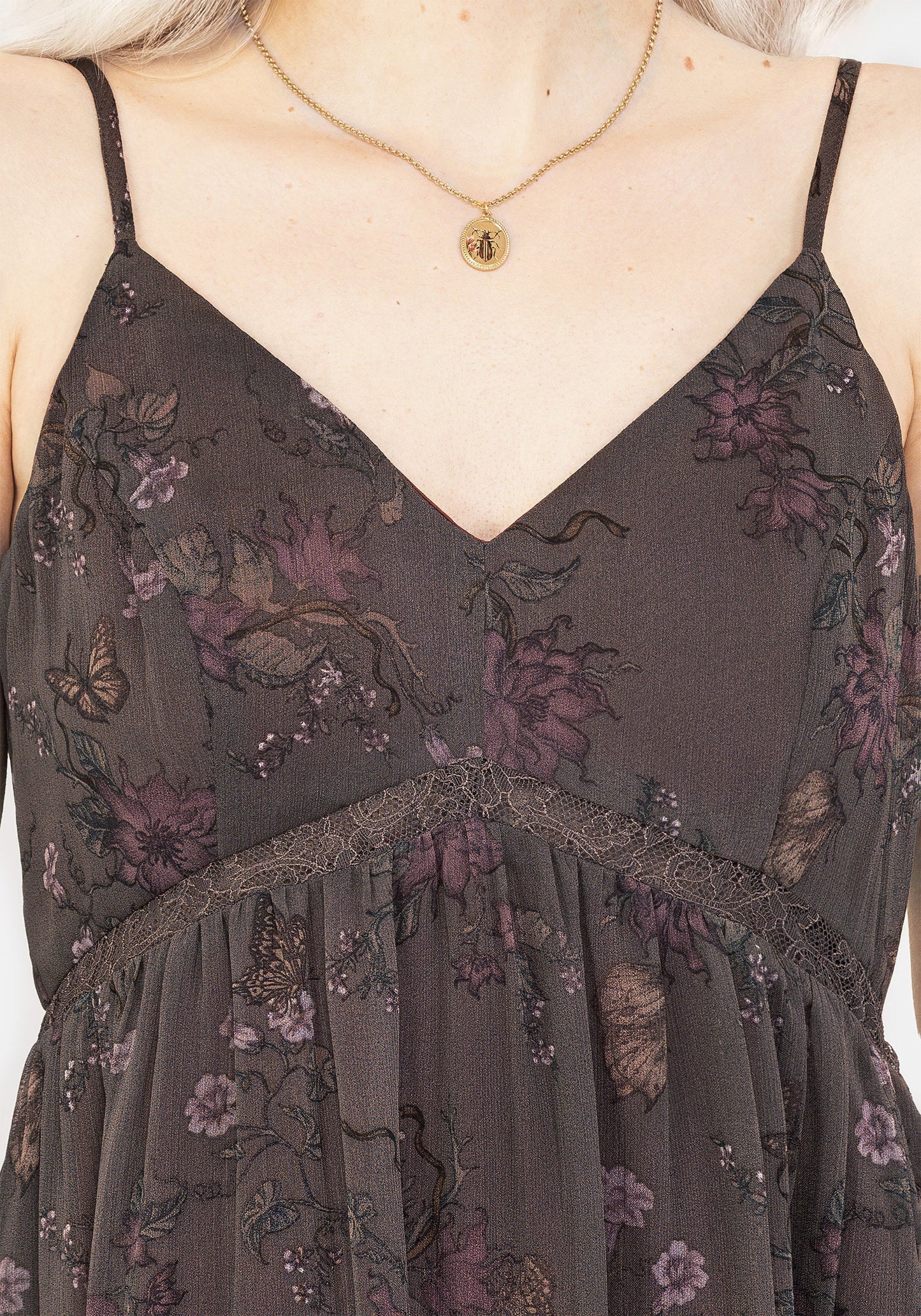 Arnora Chiffon Lace Insert Cami Midaxi Dress