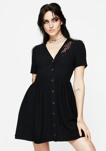 Foxglove V Neck Mini Dress