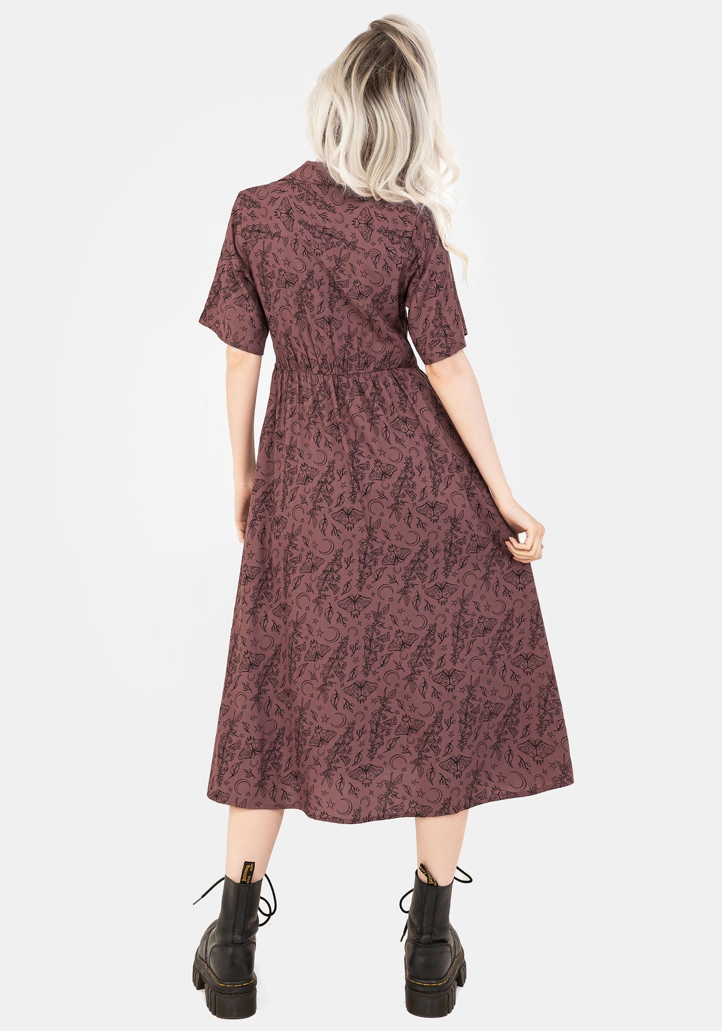 Roxana Moth Foxglove Button Down Midi Shirt Dress