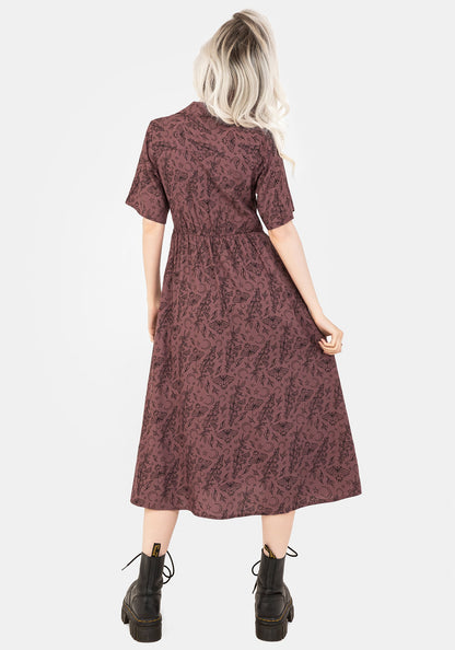 Roxana Moth Foxglove Button Down Midi Shirt Dress