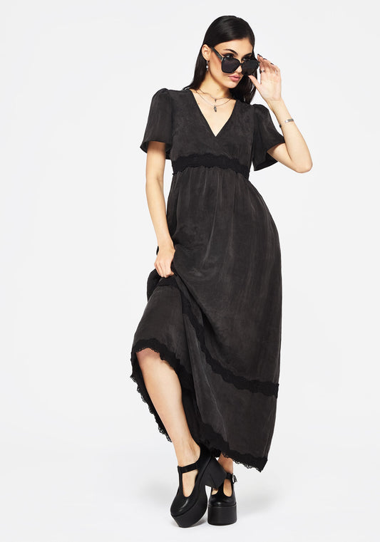 Maeve Lyocell Blend Lace Detail Maxi Dress