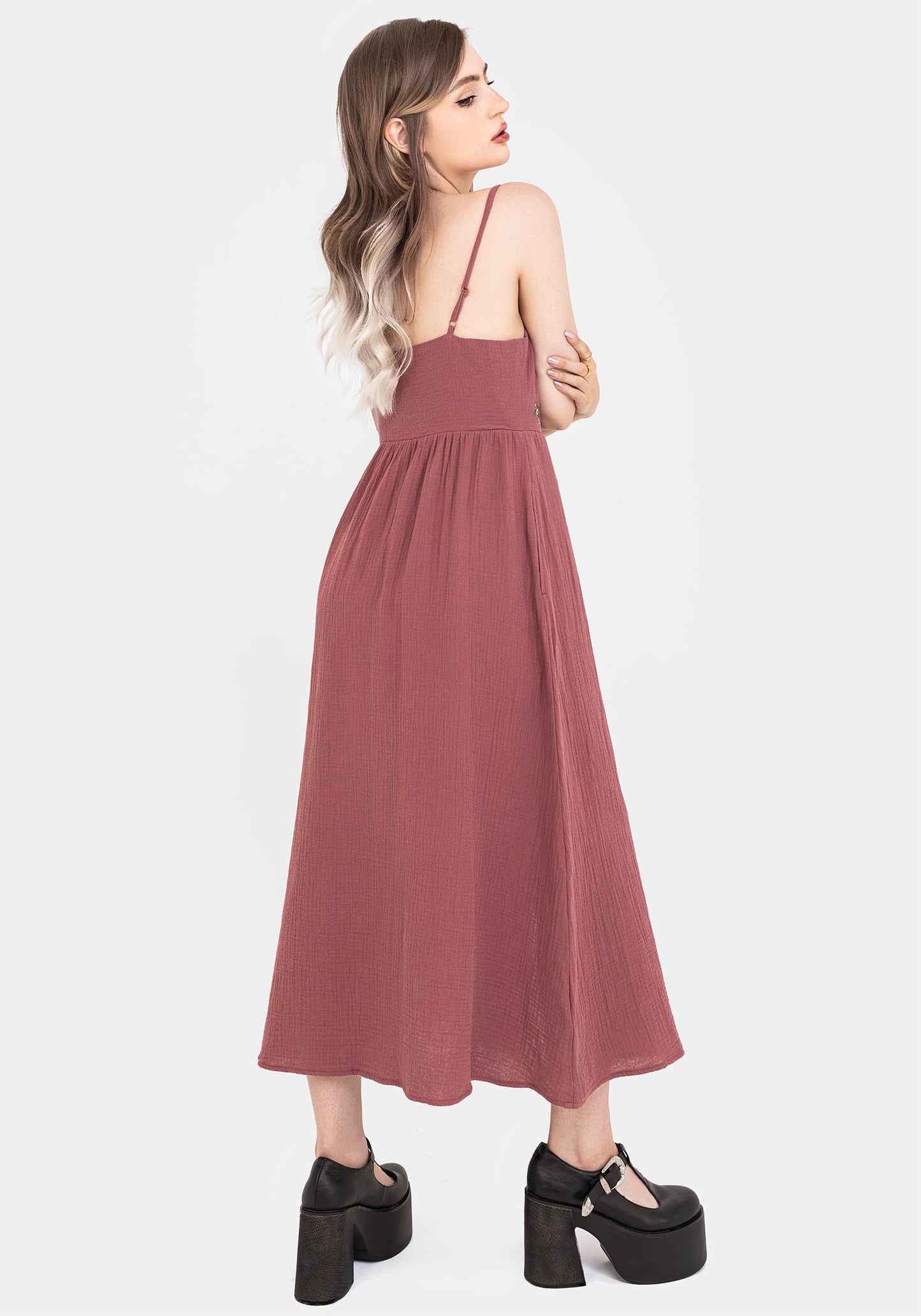 Abundance Cotton Floral Embroidered Bodice Cami Midaxi Dress