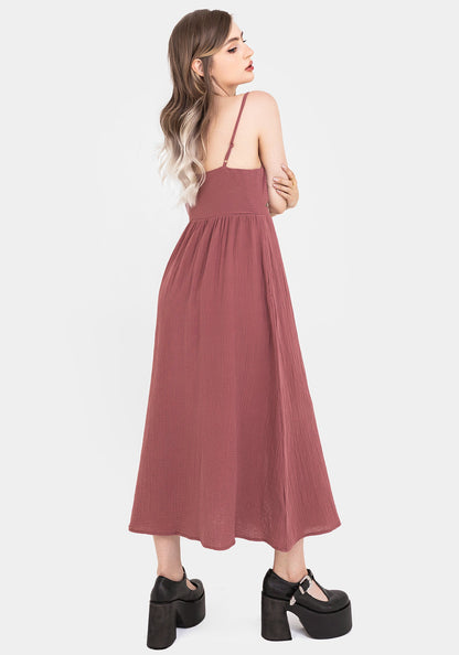 Abundance Cotton Floral Embroidered Bodice Cami Midaxi Dress