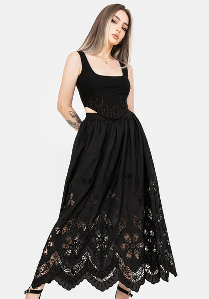 Maple Broderie Hem Maxi Skirt