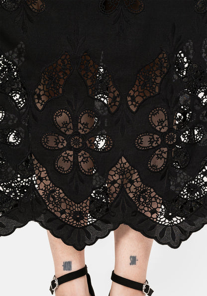 Maple Broderie Hem Maxi Skirt