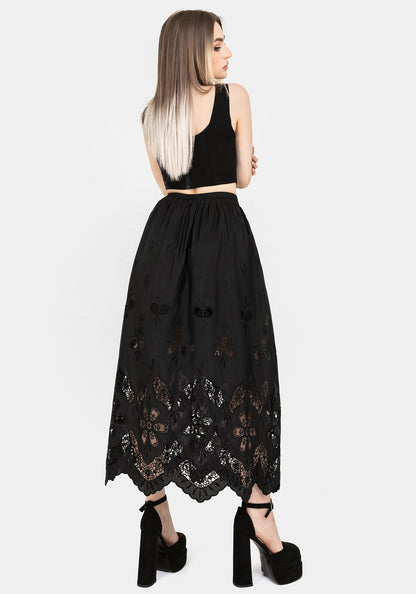 Maple Broderie Hem Maxi Skirt
