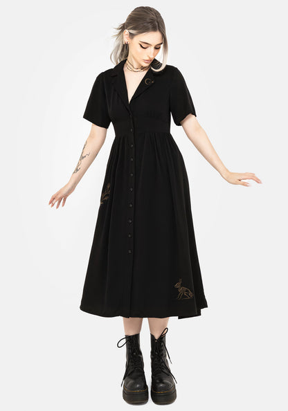 Hester Embroidered Button Up Midi Shirt Dress