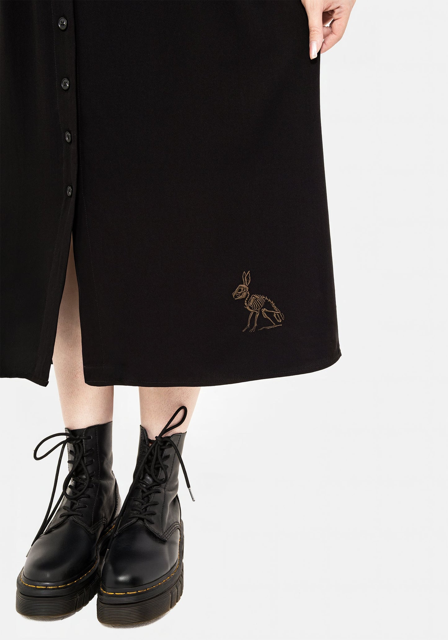 Hester Embroidered Button Up Midi Shirt Dress