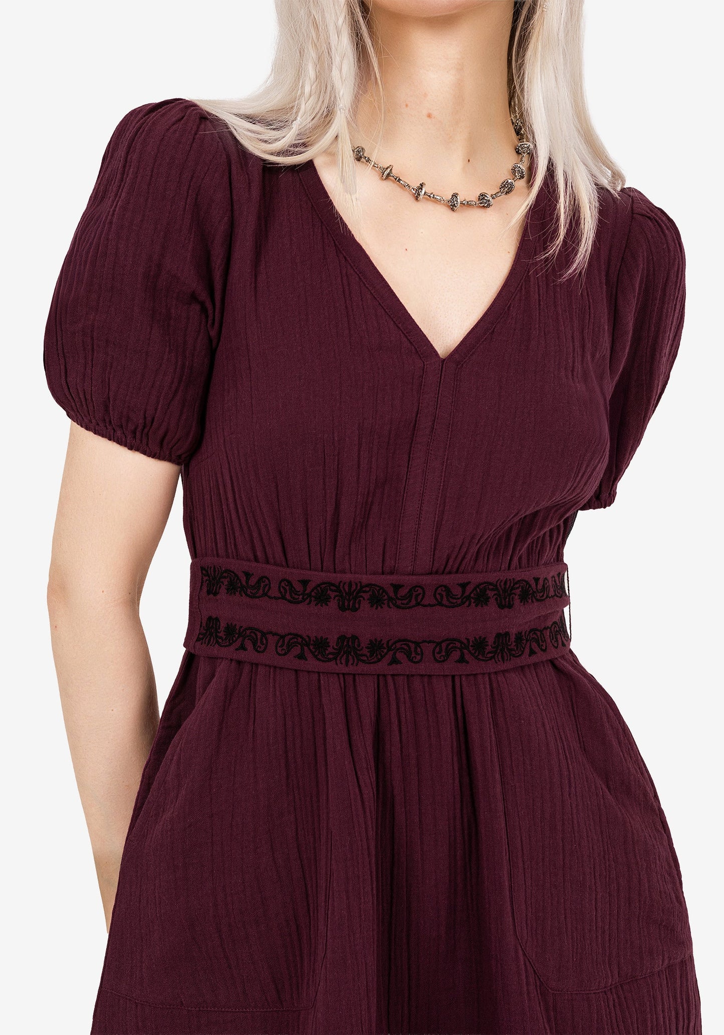 Poultice Embroidered Cotton Mini Dress