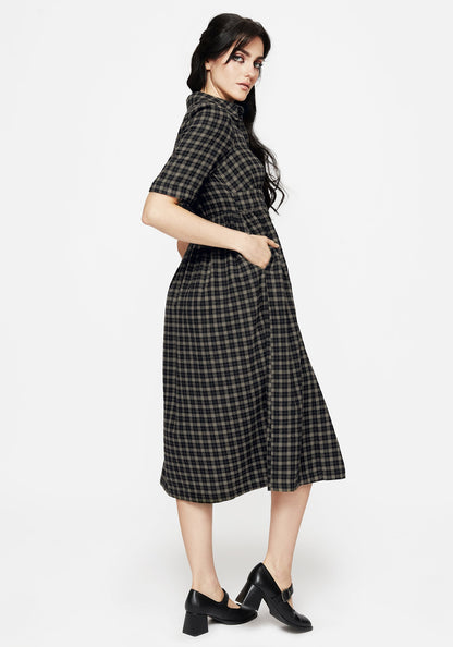 Terra Midi Smock Shirt Dress - Olive