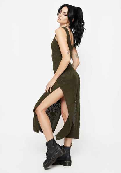 Tulip Jacquard Knit Cami Maxi Dress