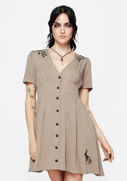 Hester Embroidered Button Up Mini Dress
