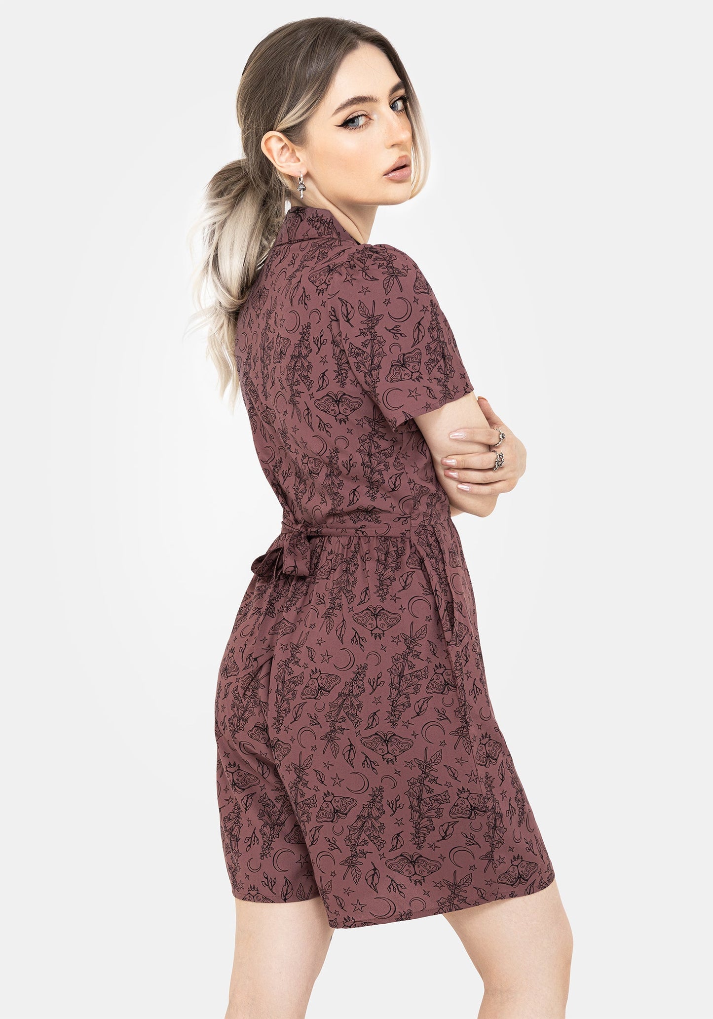 Roxana Moth Foxglove Button Up Playsuit