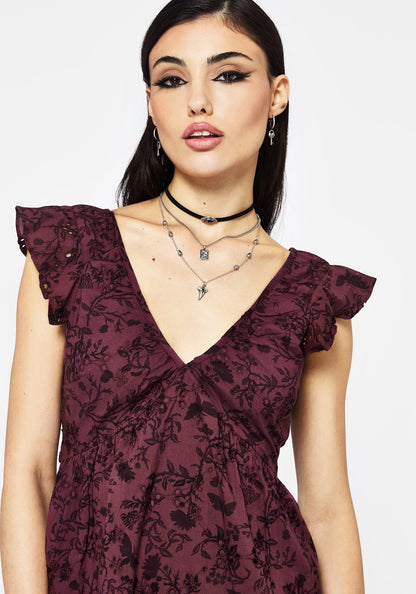 Morgana Cotton Broderie Frill Sleeve Mini Dress