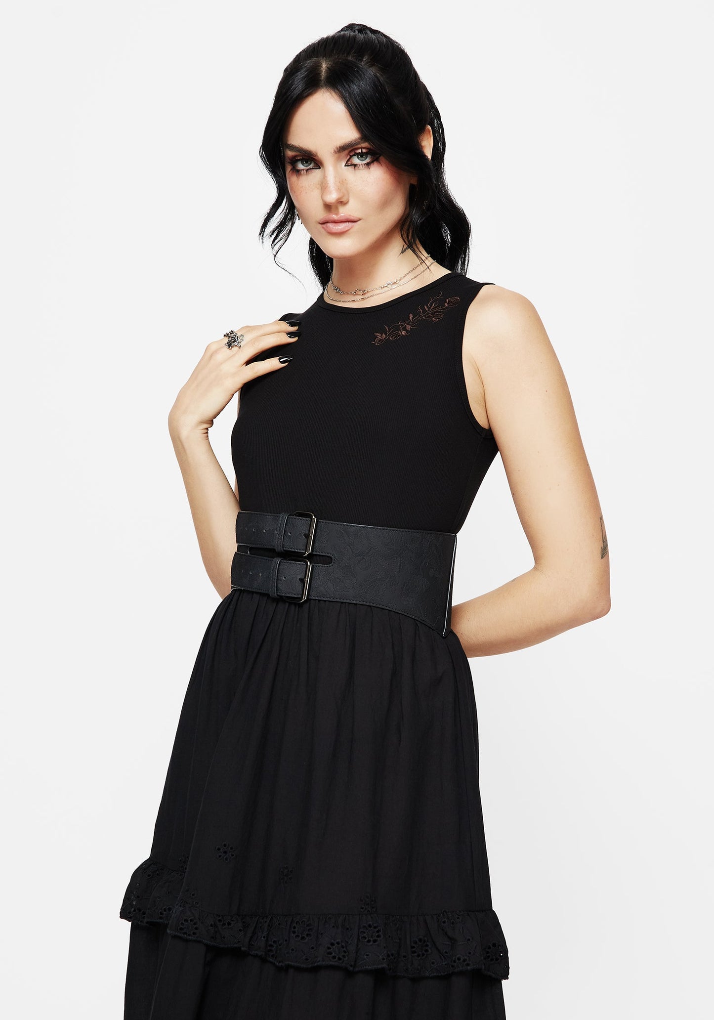 Laveau Embroidered Broderie Midi Dress