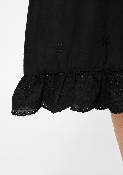 Laveau Embroidered Broderie Midi Dress