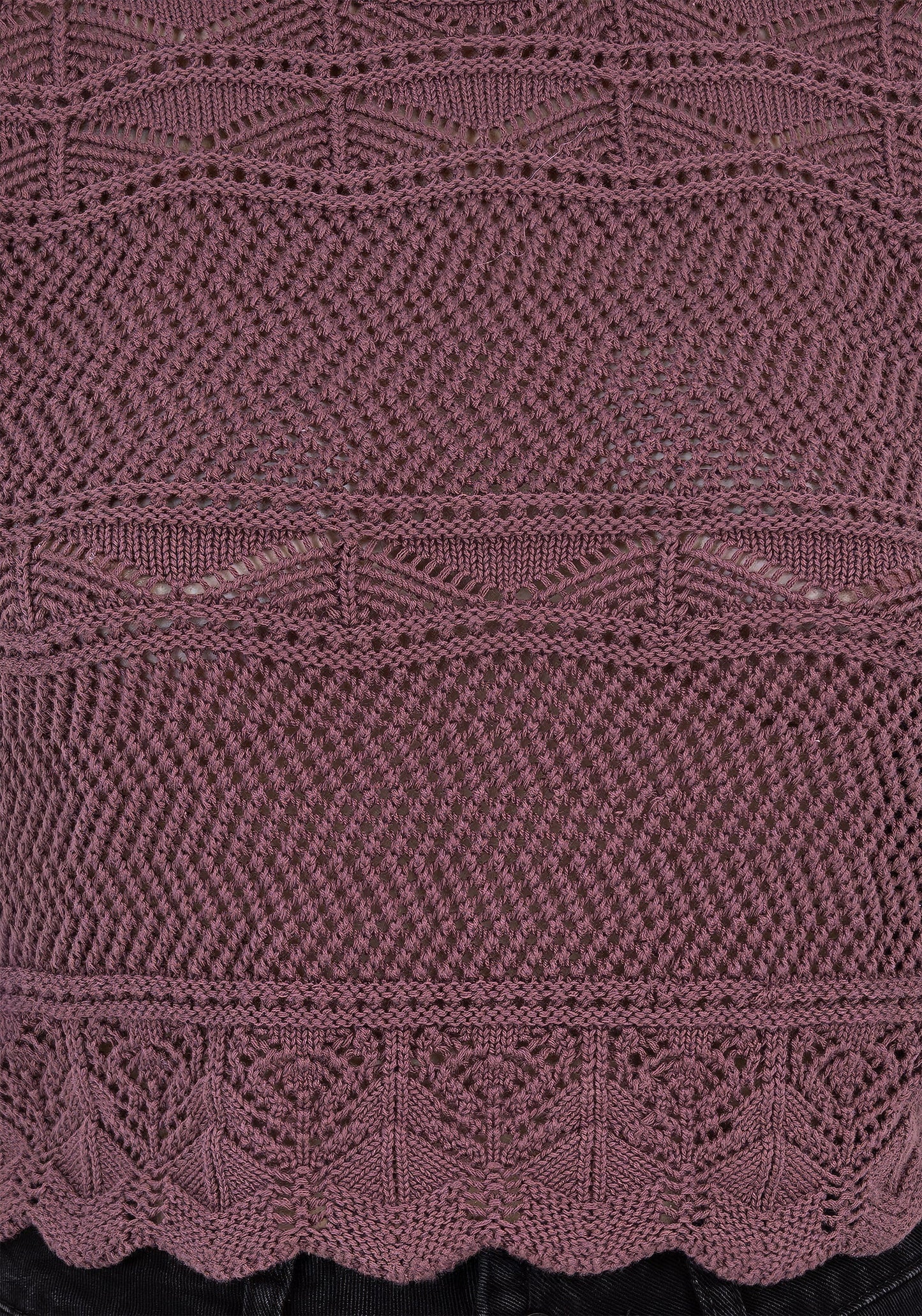 Hooked Pointelle Short Sleeve Crop Top - Purple