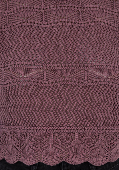 Hooked Pointelle Short Sleeve Crop Top - Purple