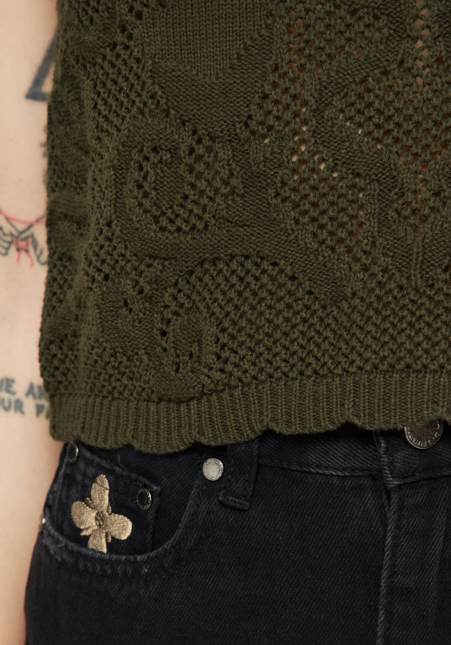 Tulip Jacquard Knit Crop Top