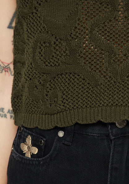 Tulip Jacquard Knit Crop Top