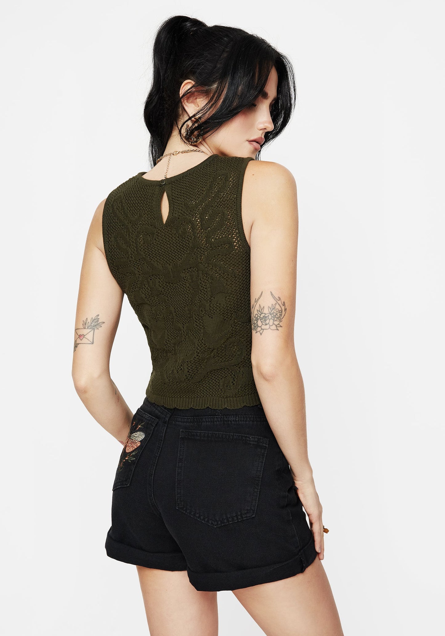 Tulip Jacquard Knit Crop Top