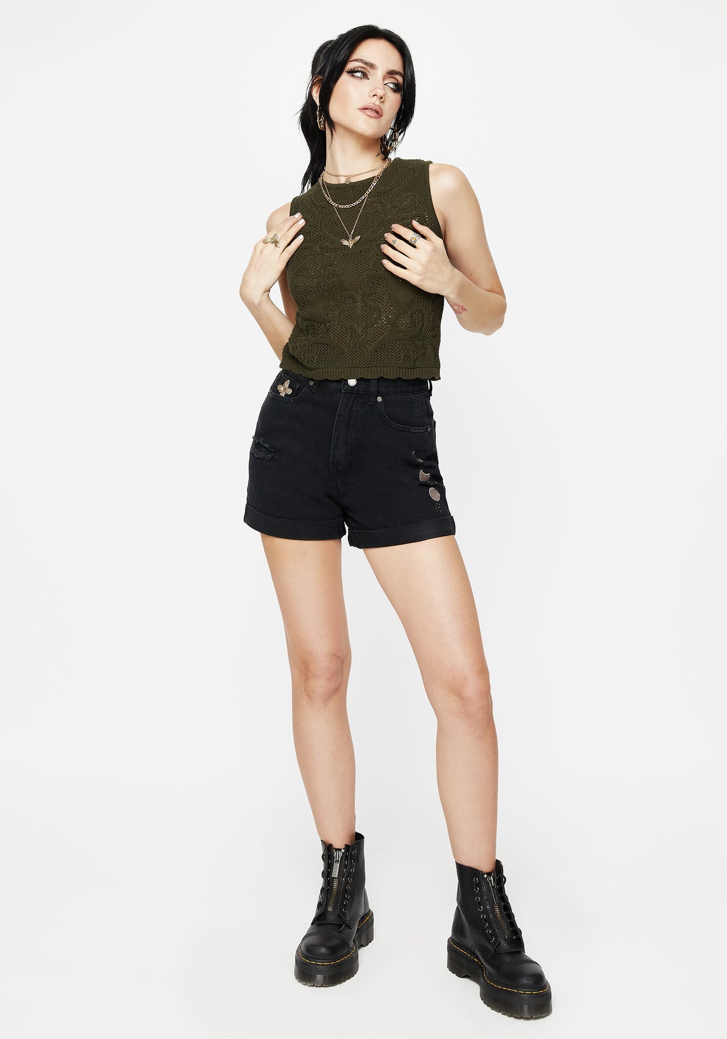 Tulip Jacquard Knit Crop Top