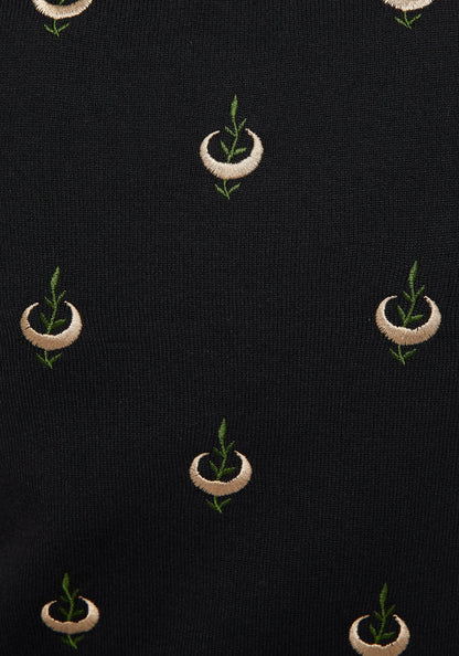 Liana Moon Leaf Embroidered Button Up Knit Vest