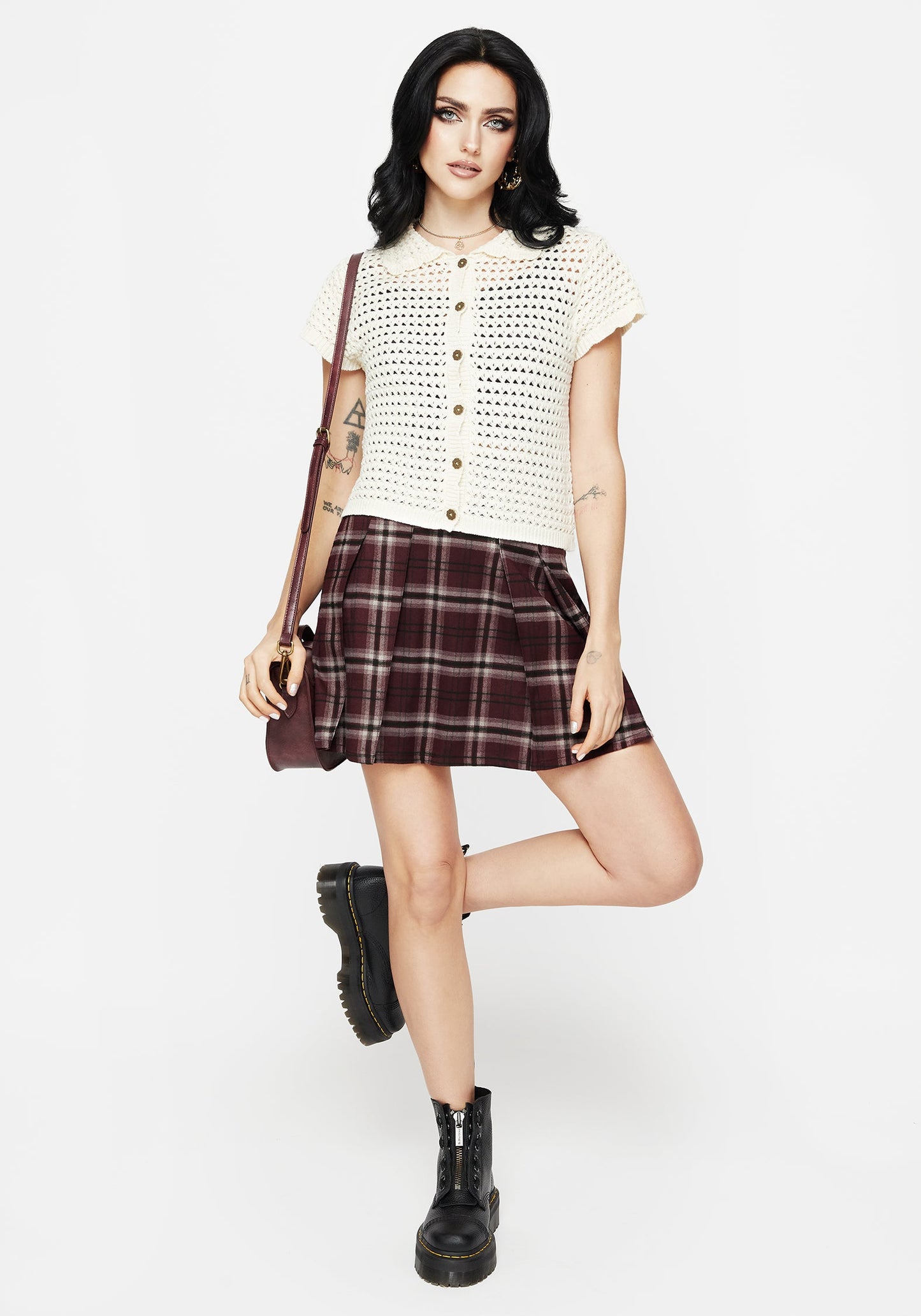 Drifter Pointelle Knit Button Up Top