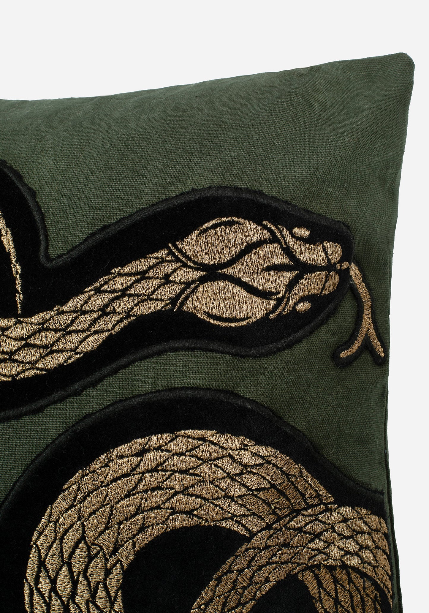 Zarina Snake Embroidered Velour Throw Cushion