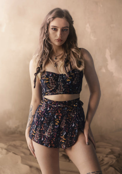 Foxglove Floral Print Wrap Swim Skirt