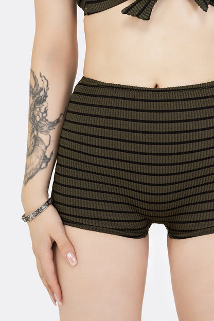 Mire Stripe High Waist Swim Shorts