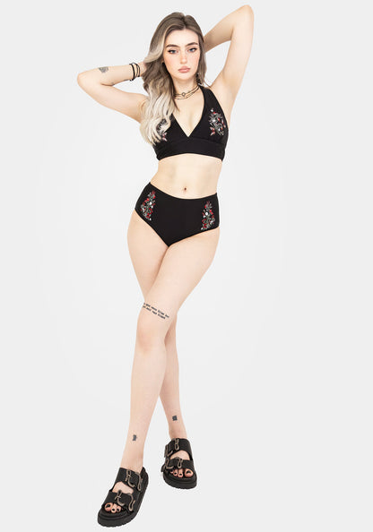 Copia Floral Embroidered Halter Bikini Top