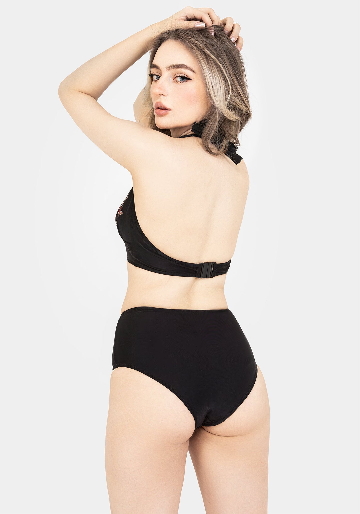 Copia Floral Embroidered Halter Bikini Top