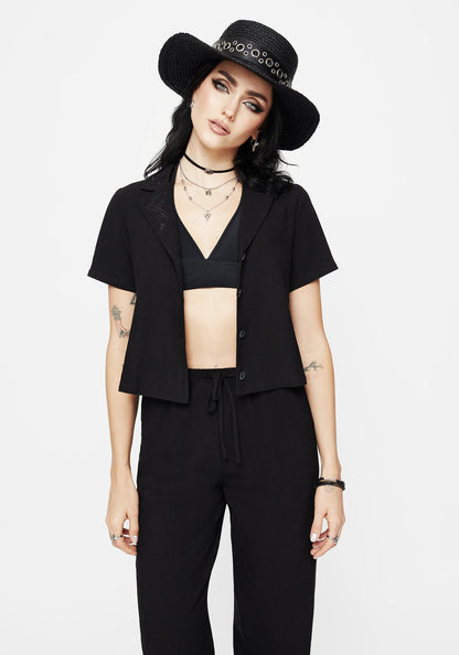 Thorell Embroidered Cotton Button Up Shirt