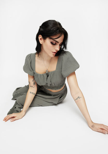 Alder Cotton Ivy Detail Crop Top