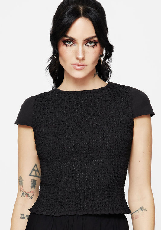 Litha Cotton Shirred Boat Neck Tee