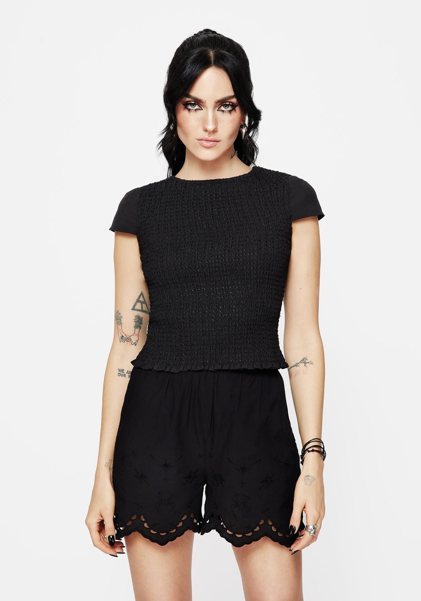 Litha Cotton Shirred Boat Neck Tee