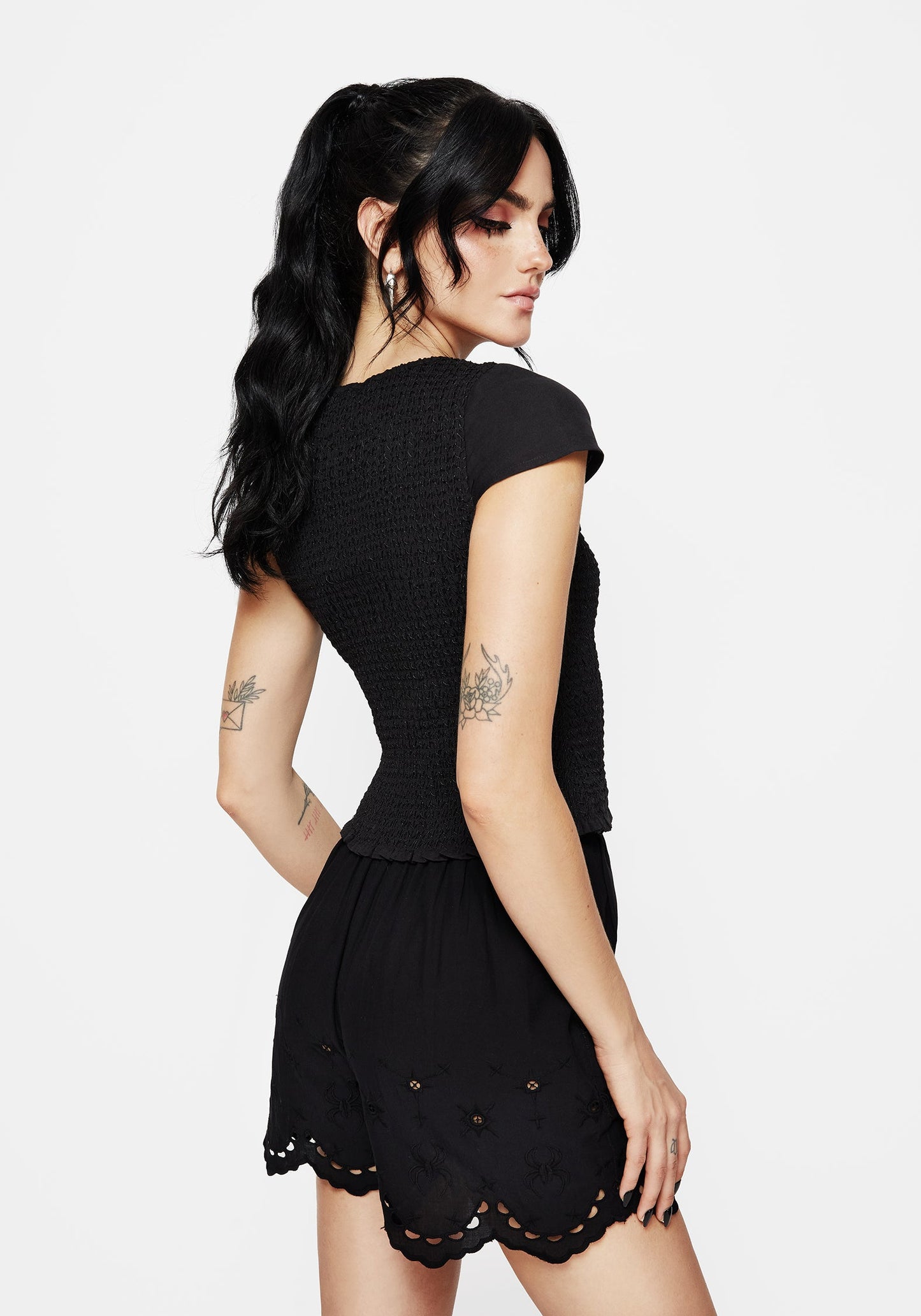 Litha Cotton Shirred Boat Neck Tee