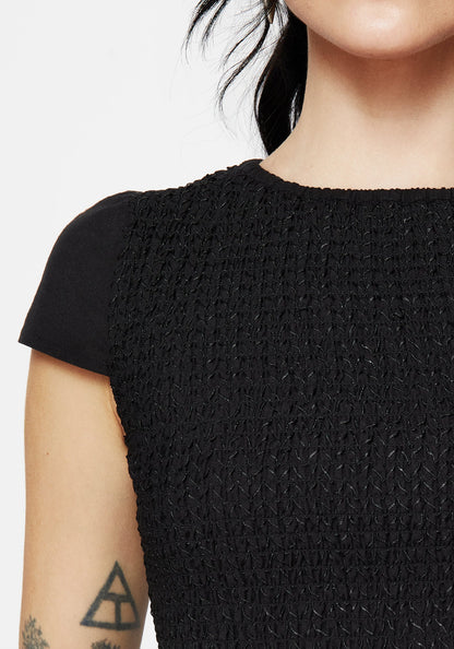 Litha Cotton Shirred Boat Neck Tee