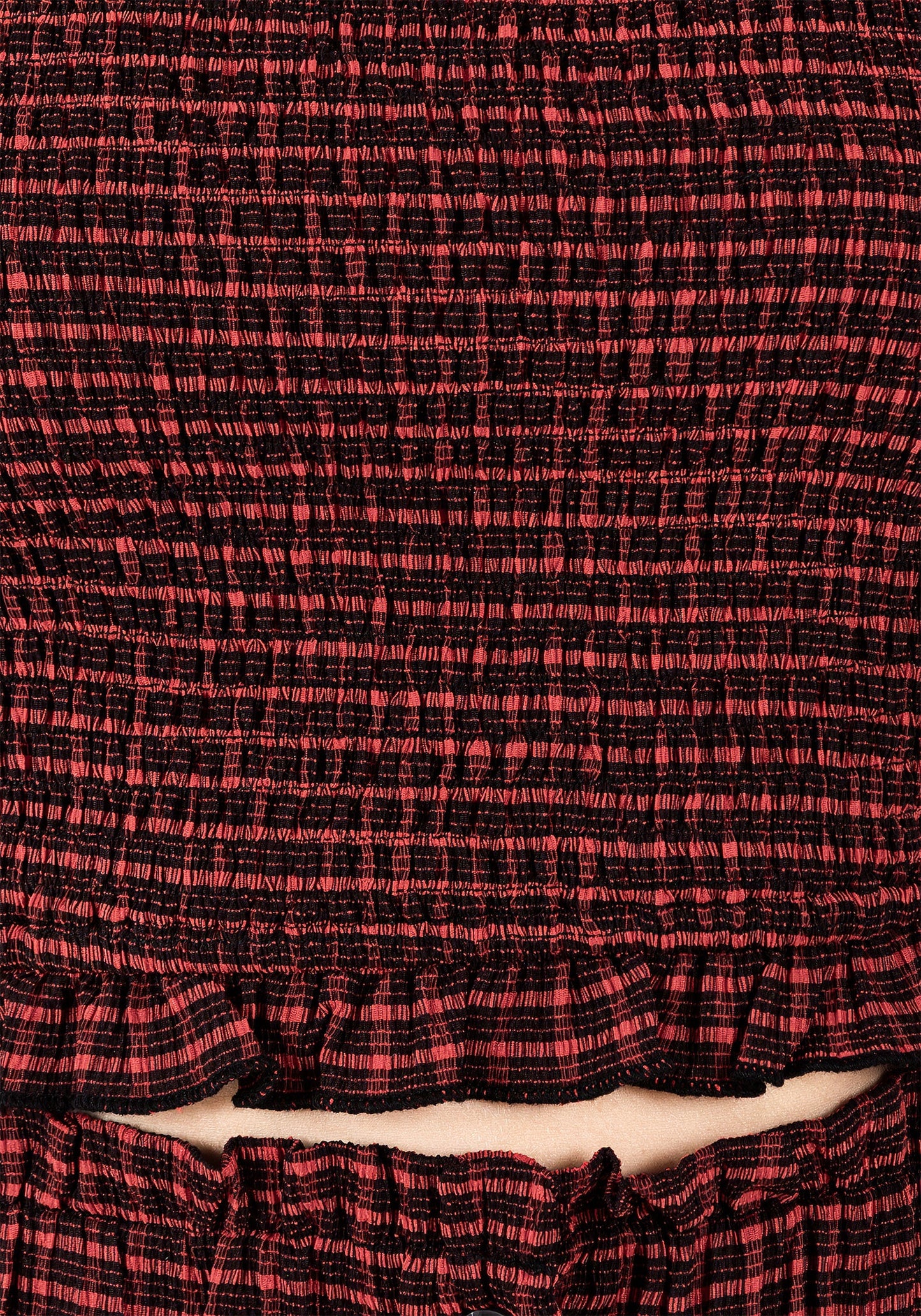 Carmine Textured Check Crop Top