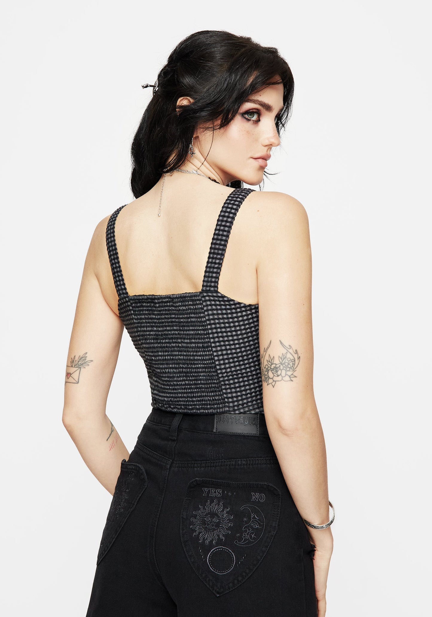 Faythe Cotton Check Button Up Cami Top