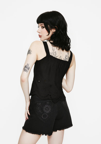 Synthweb Cotton Broderie Hem Cami Top