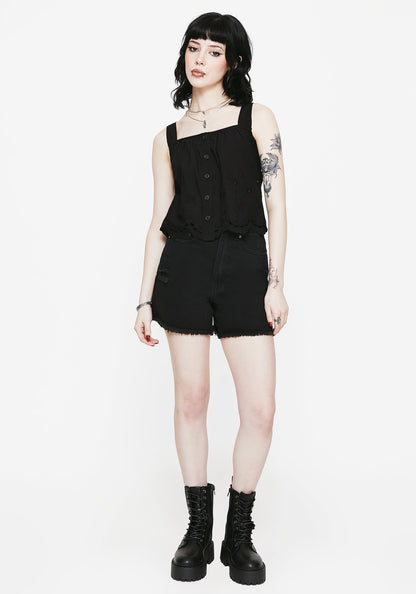 Synthweb Cotton Broderie Hem Cami Top