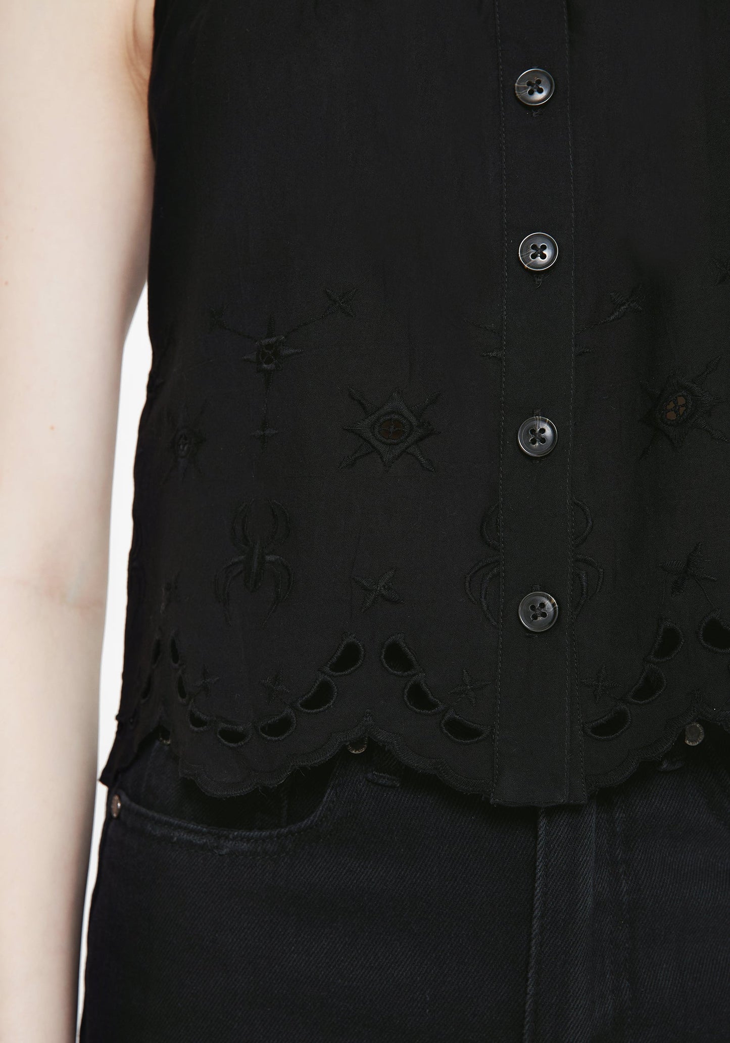 Synthweb Cotton Broderie Hem Cami Top